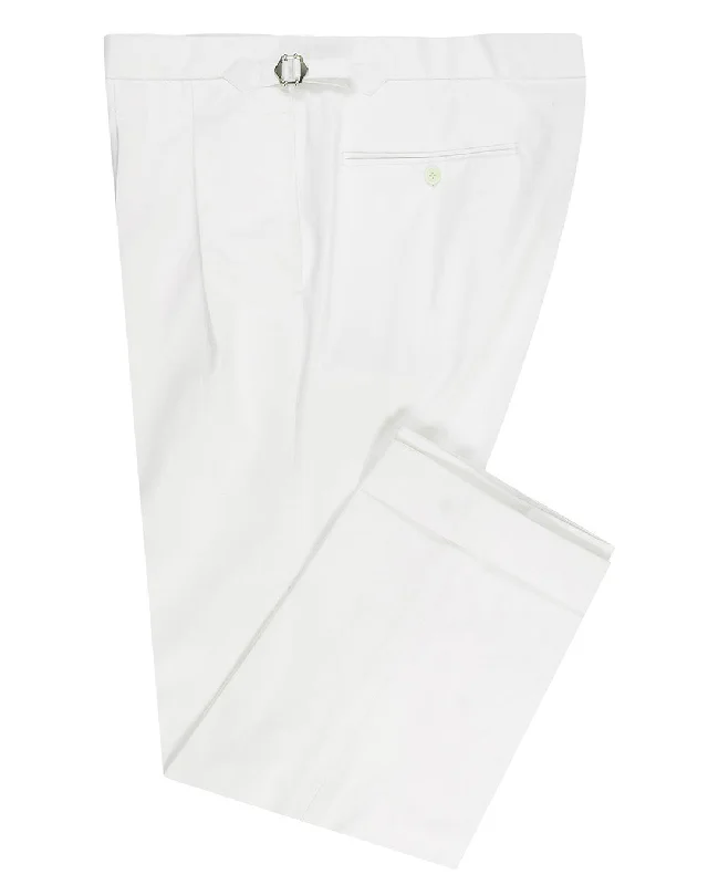 Cotton: White Summer Twill Dress Pant