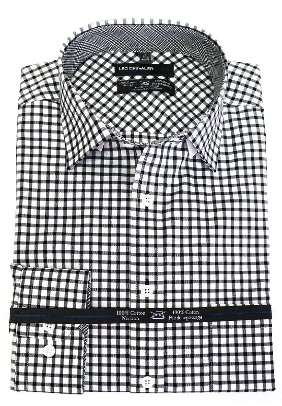 Leo Chevalier Black & White Check Dress Shirt Tall Fit - 423192/QT 0937