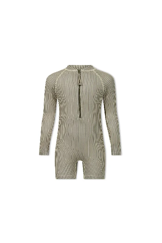 Rocco Suit - Fine Vertical Stripe Dark Olive